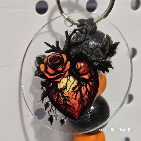 Steampunk Heart  steam punk  Beaded Keychain Dark Aesthetic - Picture 4 of 4